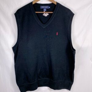 Polo Golf Ralph Lauren Black Mens V Neck Sweater Vest in Size XL.